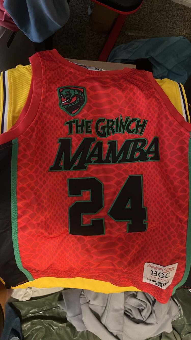 Headgear Classics Kobe Bryant The Grinch Mamba Basketball Jersey Red #24 youth